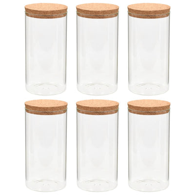 Vidaxl opbergpotten met kurken deksel 6 st 1100 ml glas