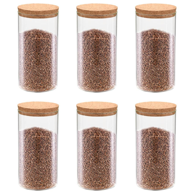 Vidaxl opbergpotten met kurken deksel 6 st 1100 ml glas