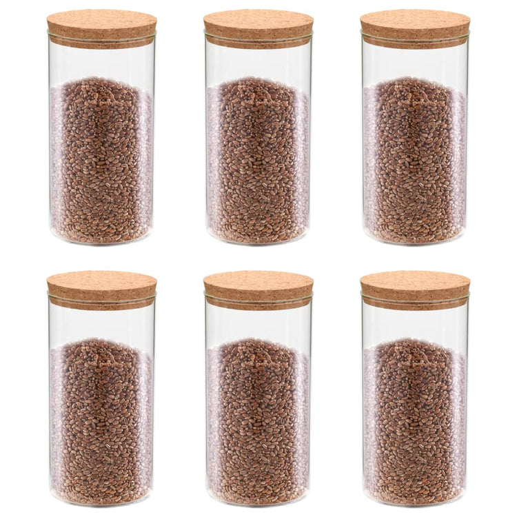 Vidaxl opbergpotten met kurken deksel 6 st 1400 ml glas