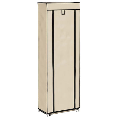 Vidaxl schoenenkast met hoes 57x29x162 cm stof crème