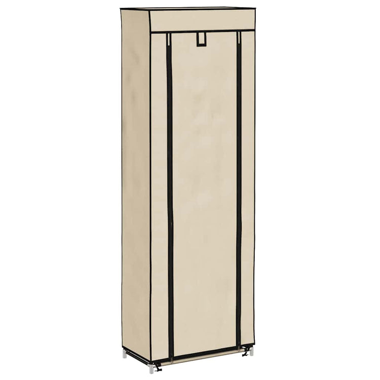 Vidaxl schoenenkast met hoes 57x29x162 cm stof crème