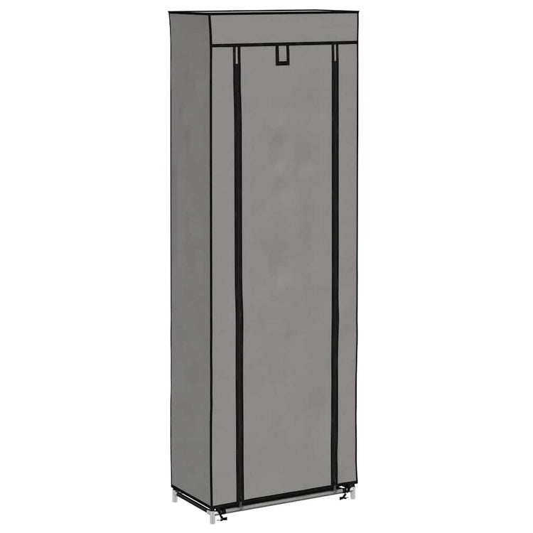 Vidaxl schoenenkast met hoes 57x29x162 cm stof grijs