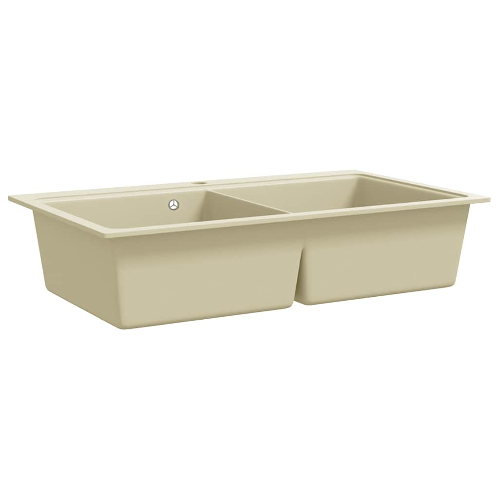 Vidaxl gootsteen dubbele bakken graniet beige