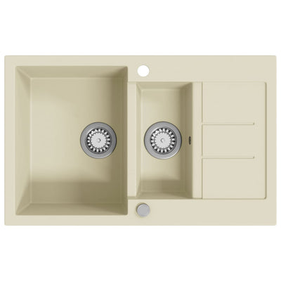Vidaxl gootsteen dubbele bakken graniet beige