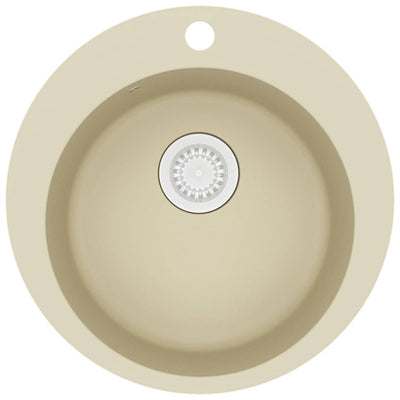 Vidaxl gootsteen enkele bak rond graniet beige