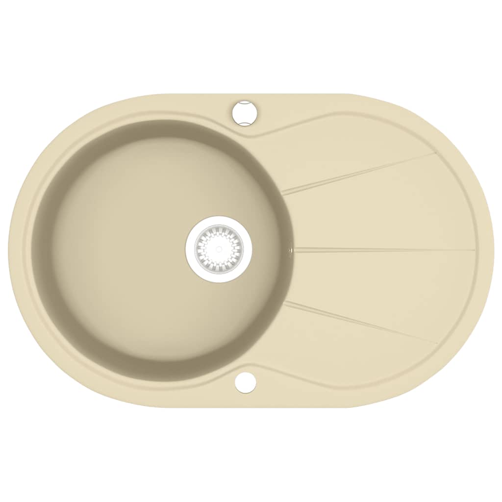 Vidaxl gootsteen enkele bak ovaal graniet beige