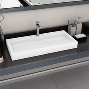 Vidaxl wastafel 100x46x11 cm mineraal gegoten marmer gegoten wit - afbeelding 1