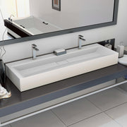 Vidaxl wastafel 120x46x11 cm mineraal gegoten marmer gegoten wit - afbeelding 1