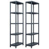 Vidaxl opbergrekken 2 st 125 kg 60x30x180 cm kunststof zwart