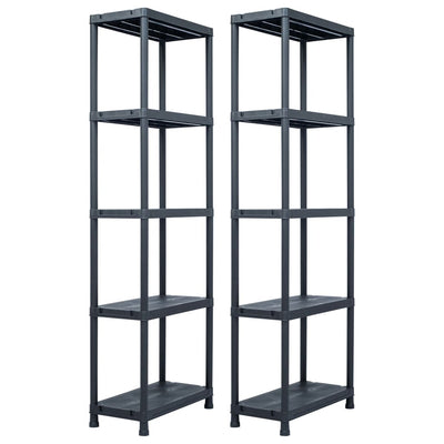 Vidaxl opbergrekken 2 st 125 kg 60x30x180 cm kunststof zwart