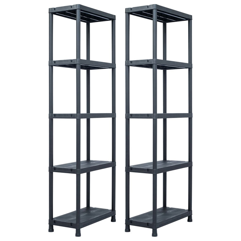 Vidaxl opbergrekken 2 st 125 kg 60x30x180 cm kunststof zwart