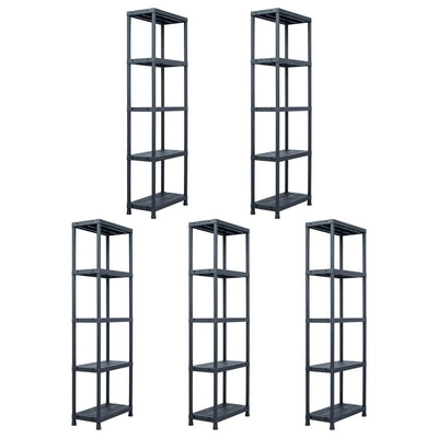 Vidaxl opbergrekken 5 st 125 kg 60x30x180 cm kunststof zwart