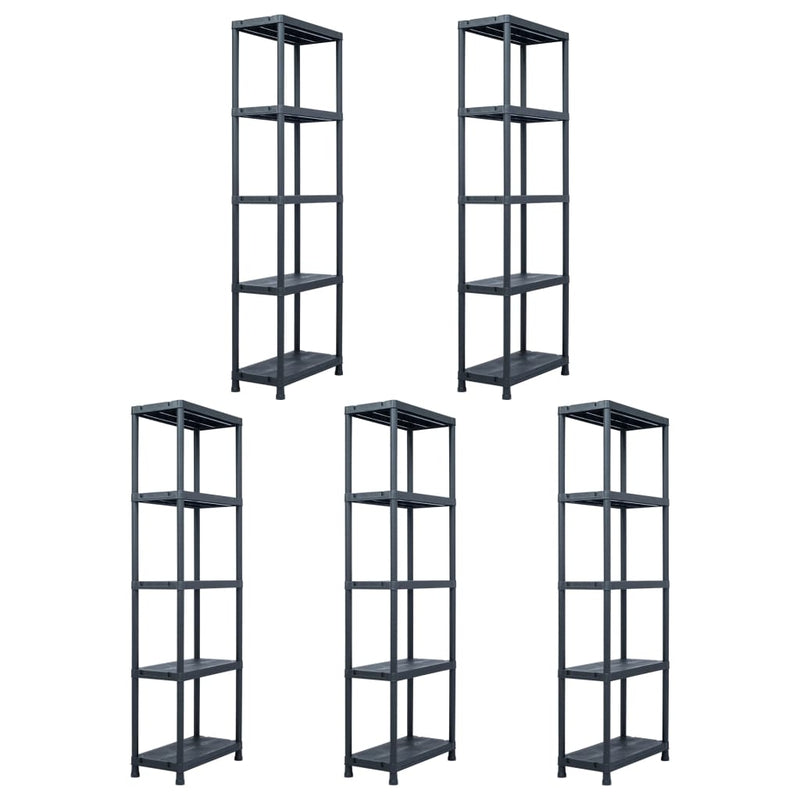 Vidaxl opbergrekken 5 st 125 kg 60x30x180 cm kunststof zwart
