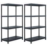 VidaXL Opbergrekken 2 st 200 kg 80x40x138 cm kunststof zwart - afbeelding 1