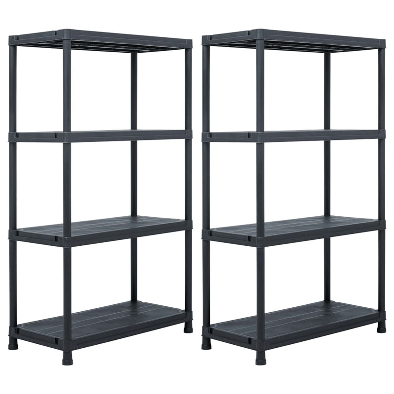 VidaXL Opbergrekken 2 st 200 kg 80x40x138 cm kunststof zwart