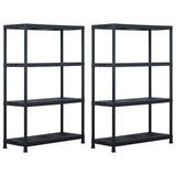 Vidaxl opbergrekken 2 st 220 kg 90x40x138 cm kunststof zwart - afbeelding 1