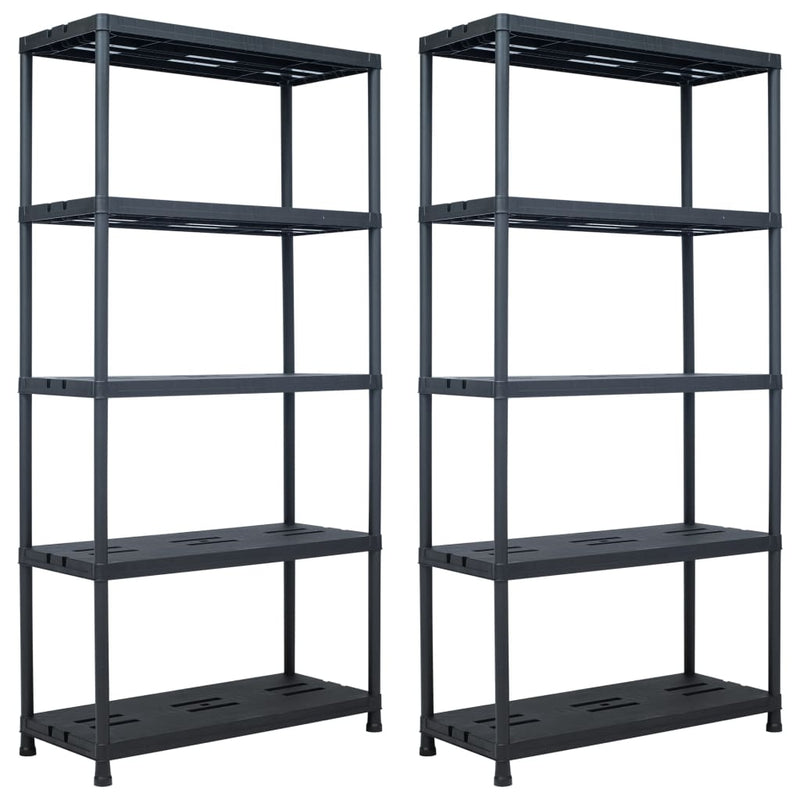 VidaXL Opbergrekken 2 st 260 kg 90x40x180 cm kunststof zwart