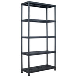 VidaXL Opbergrekken 2 st 260 kg 90x40x180 cm kunststof zwart - afbeelding 2