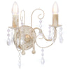 Vidaxl wandlamp met kralen 2xe14 antiekwit