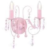 Vidaxl wandlamp met kralen 2 x e14 roze - afbeelding 3