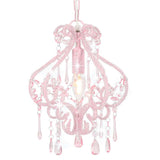 Vidaxl plafondlamp met kralen rond e14 roze - afbeelding 1