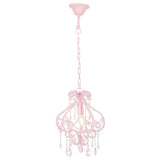 Vidaxl plafondlamp met kralen rond e14 roze - afbeelding 3