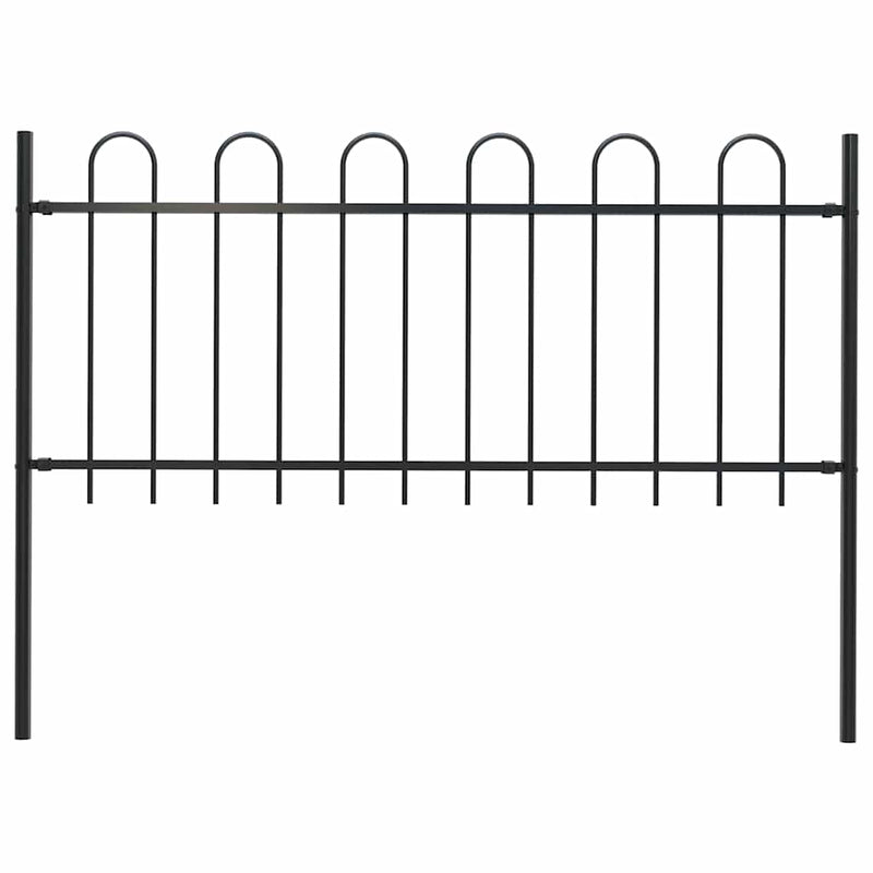 Vidaxl tuinhek met ringtop staal 181x80 cm zwart