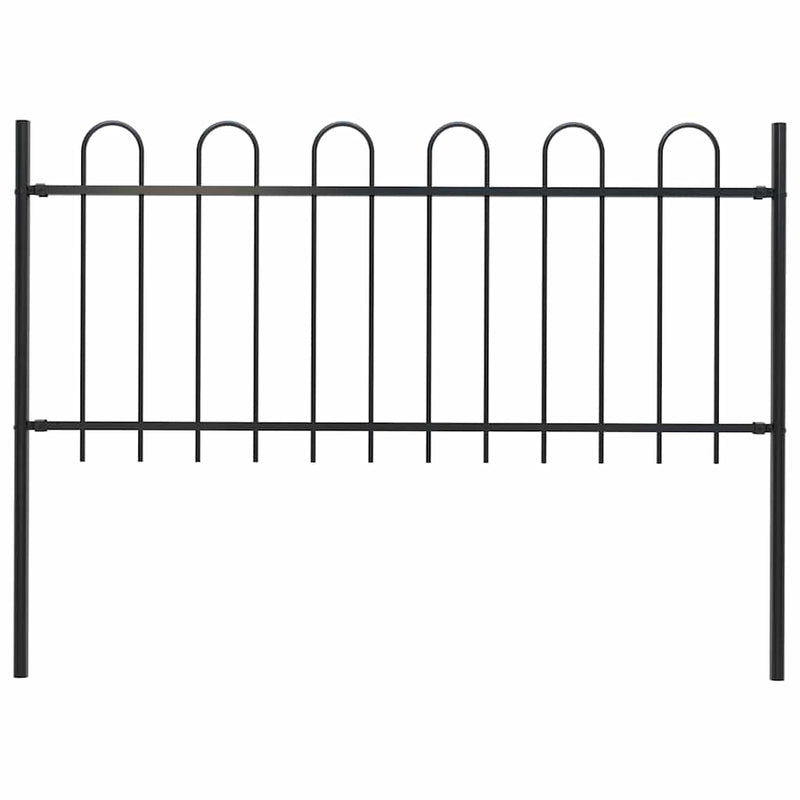 Vidaxl tuinhek met ringtop staal 181x100 cm zwart