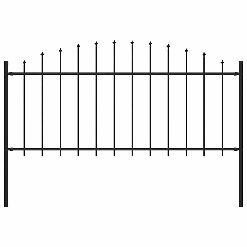 Vidaxl tuinhek met speren bovenkant (0,5-0,75)x1,7 m staal zwart