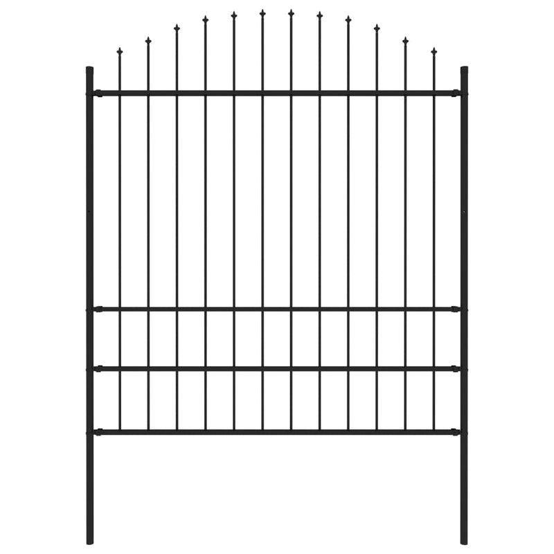Vidaxl tuinhek met speren bovenkant (1,75-2)x1,7 m staal zwart