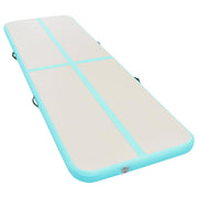 Vidaxl gymnastiekmat met pomp opblaasbaar 300x100x10 cm pvc groen - afbeelding 2