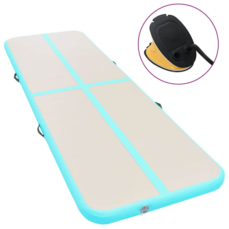 Vidaxl gymnastiekmat met pomp opblaasbaar 400x100x10 cm pvc groen