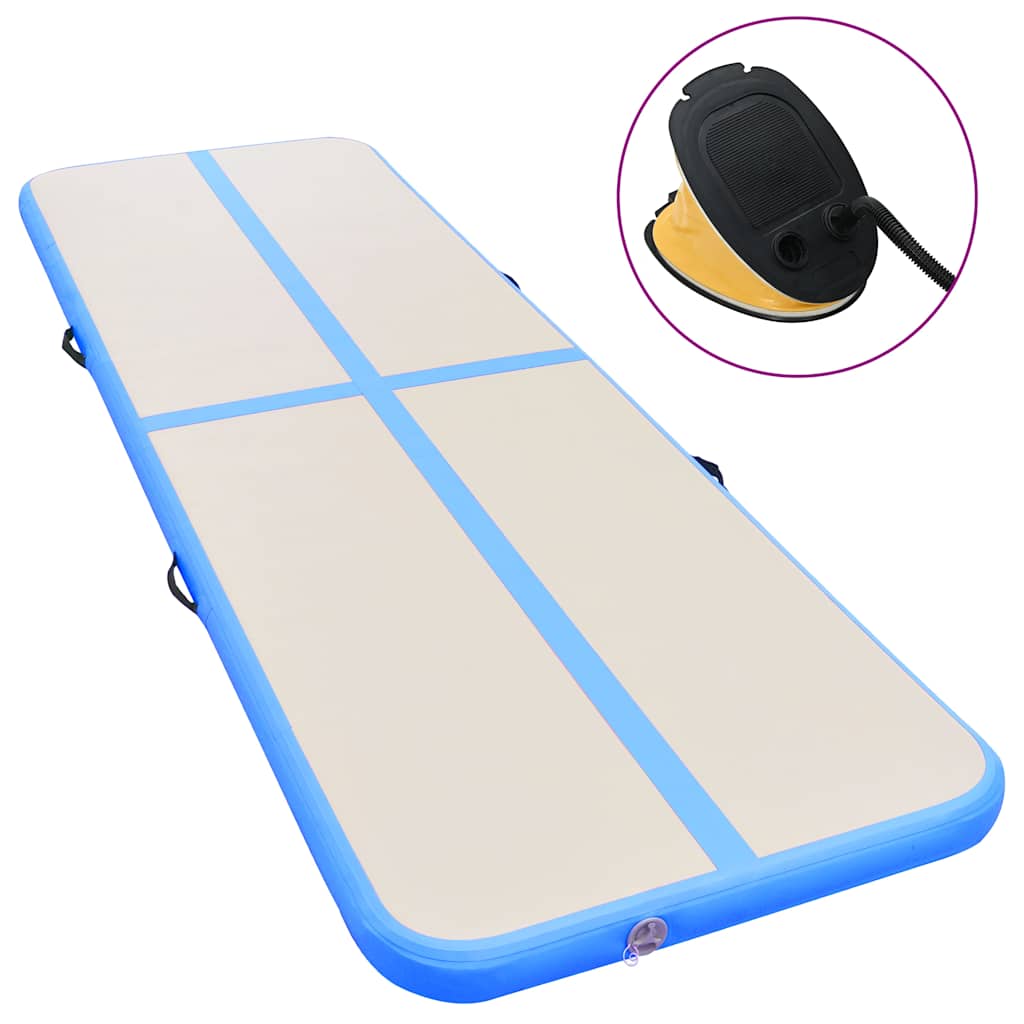 Vidaxl gymnastiekmat met pomp opblaasbaar 500x100x10 cm pvc blauw