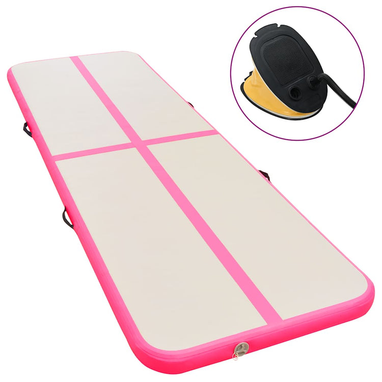 Vidaxl gymnastiekmat met pomp opblaasbaar 800x100x10 cm pvc roze