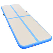 Vidaxl gymnastiekmat met pomp opblaasbaar 800x100x10 cm pvc blauw - afbeelding 3