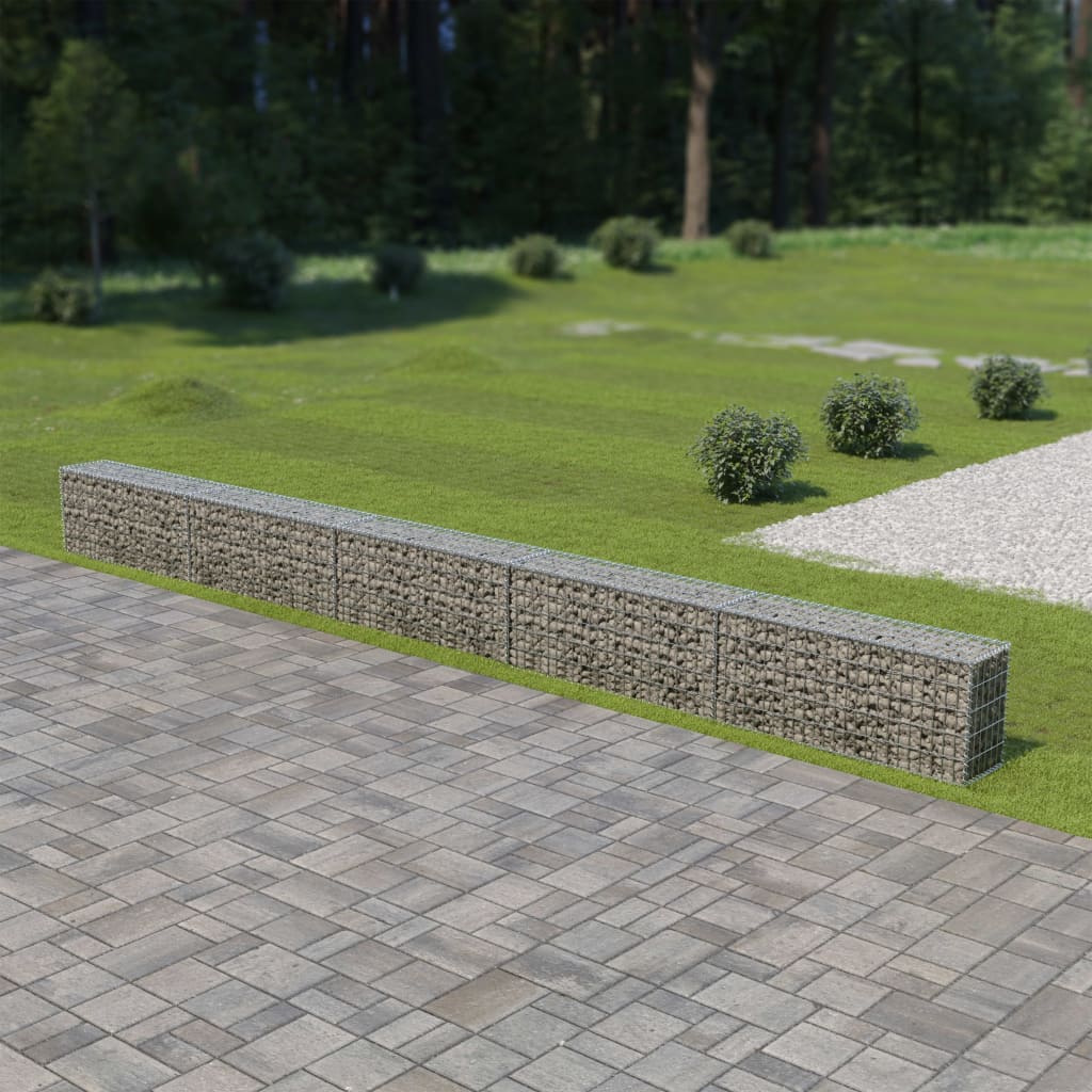 VidaXL Schanskorfmuur met deksels 600x30x50 cm gegalvaniseerd staal