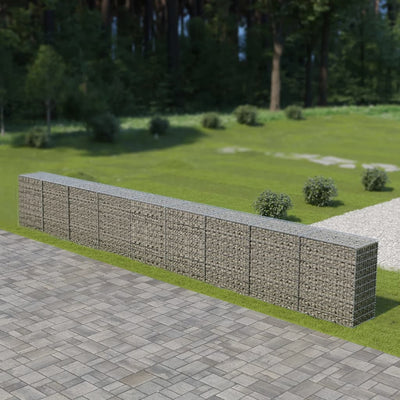 VidaXL Schanskorfmuur met deksels 900x50x100 cm gegalvaniseerd staal