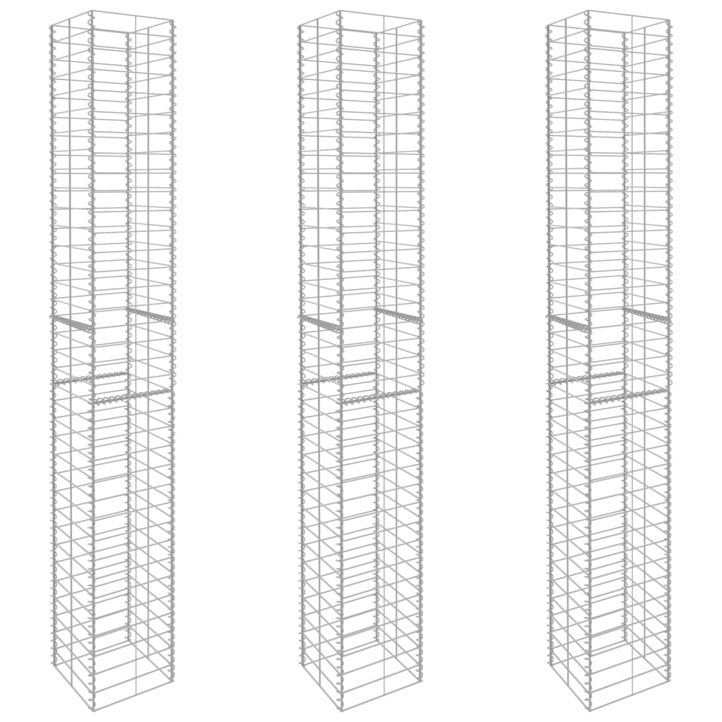 VidaXL Schanskorven 3 st 25x25x197 cm gegalvaniseerd staal