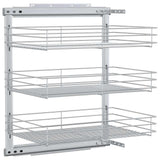 Vidaxl draadmand keuken uittrekbaar 3-laags 47x35x56 cm zilverkleurig - afbeelding 2