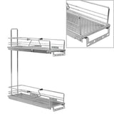 Vidaxl draadmand keuken uittrekbaar 2-laags 47x15x54,5cm zilverkleurig - afbeelding 2