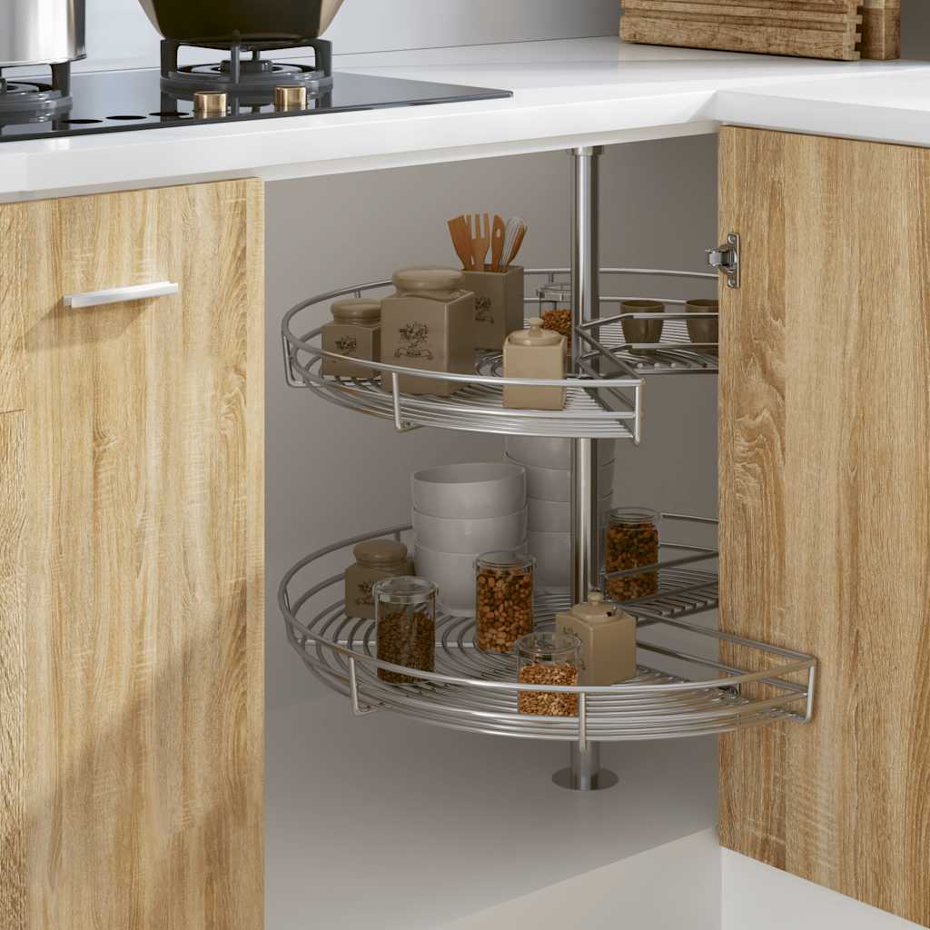 Vidaxl draadmand keuken 2-laags 270 graden 71x71x80 cm zilverkleurig