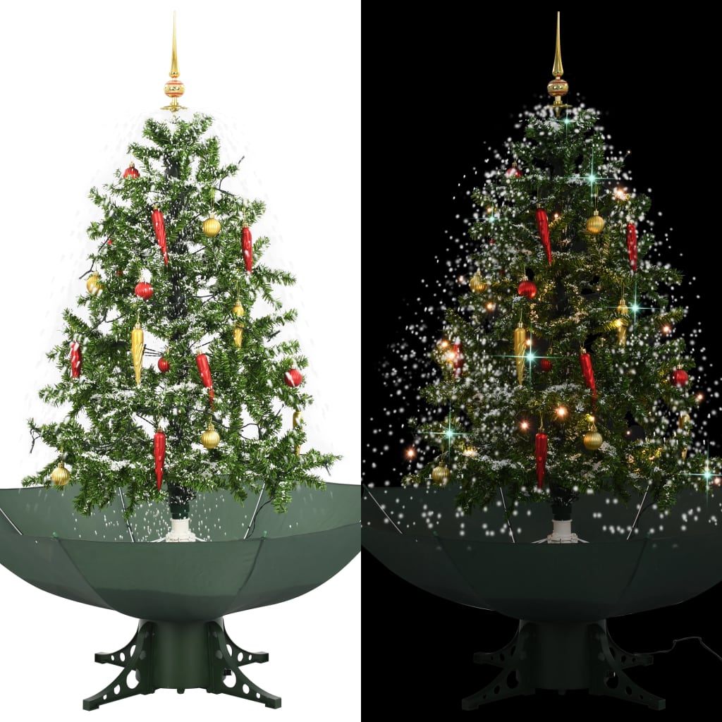 Vidaxl kerstboom sneeuwend met paraplubasis 140 cm groen