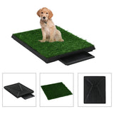 Vidaxl huisdierentoiletten 2 st met bak en kunstgras 63x50x7 cm groen - afbeelding 1