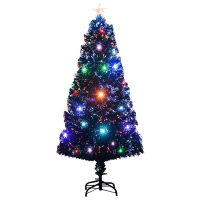 Vidaxl voorverlichte kerstboom met standaard en led 120 cm glasvezel