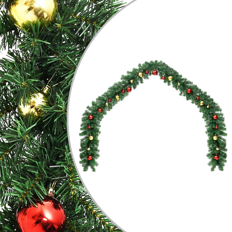 Vidaxl kerstslinger versierd met kerstballen 20 m