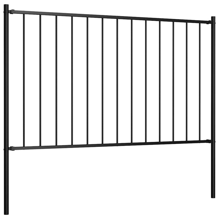 Vidaxl schuttingpaneel met palen gepoedercoat staal 1,81x0,75 m zwart
