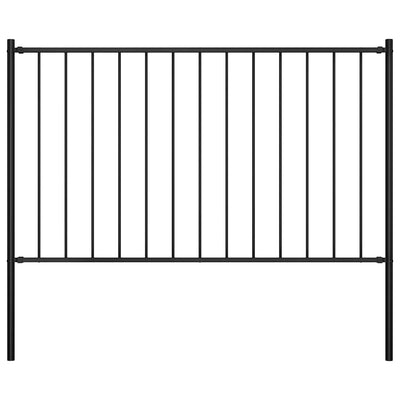 Vidaxl hekpaneel met palen 1,7x1,25 m gepoedercoat staal zwart