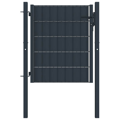 Vidaxl hekpoort pvc en staal 100x81 cm antraciet