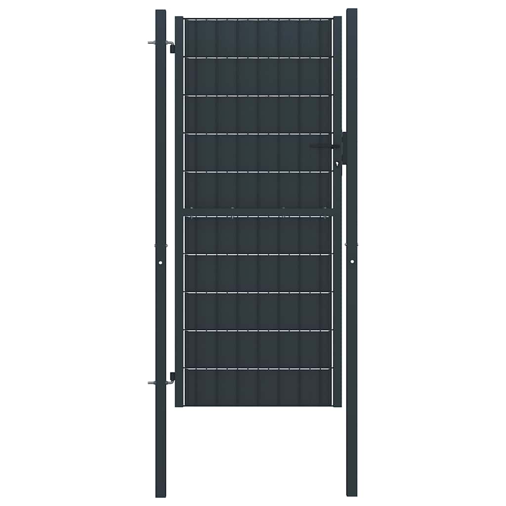 Vidaxl hekpoort pvc en staal 100x124 cm antraciet