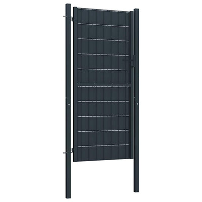 Vidaxl hekpoort pvc en staal 100x124 cm antraciet